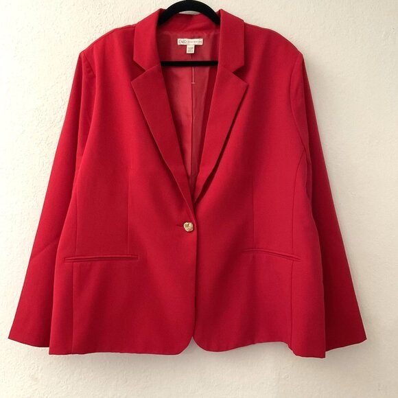 NEW RED PLUS LINED BLAZER 22-24W - Picture 1 of 10
